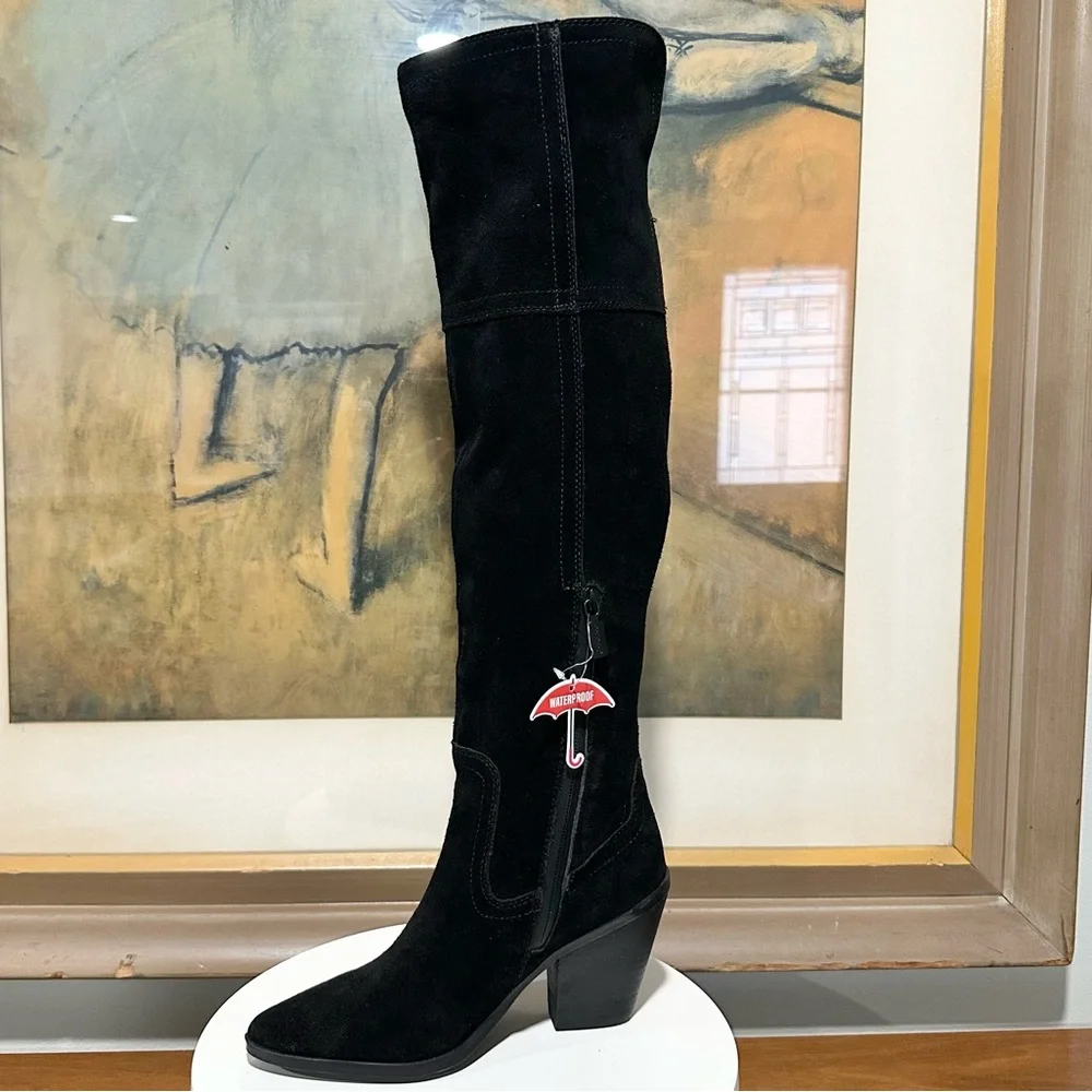 🌸BLONDO🌸 Windie Waterproof Over The Knee Boot - Black Suede Size: 6M